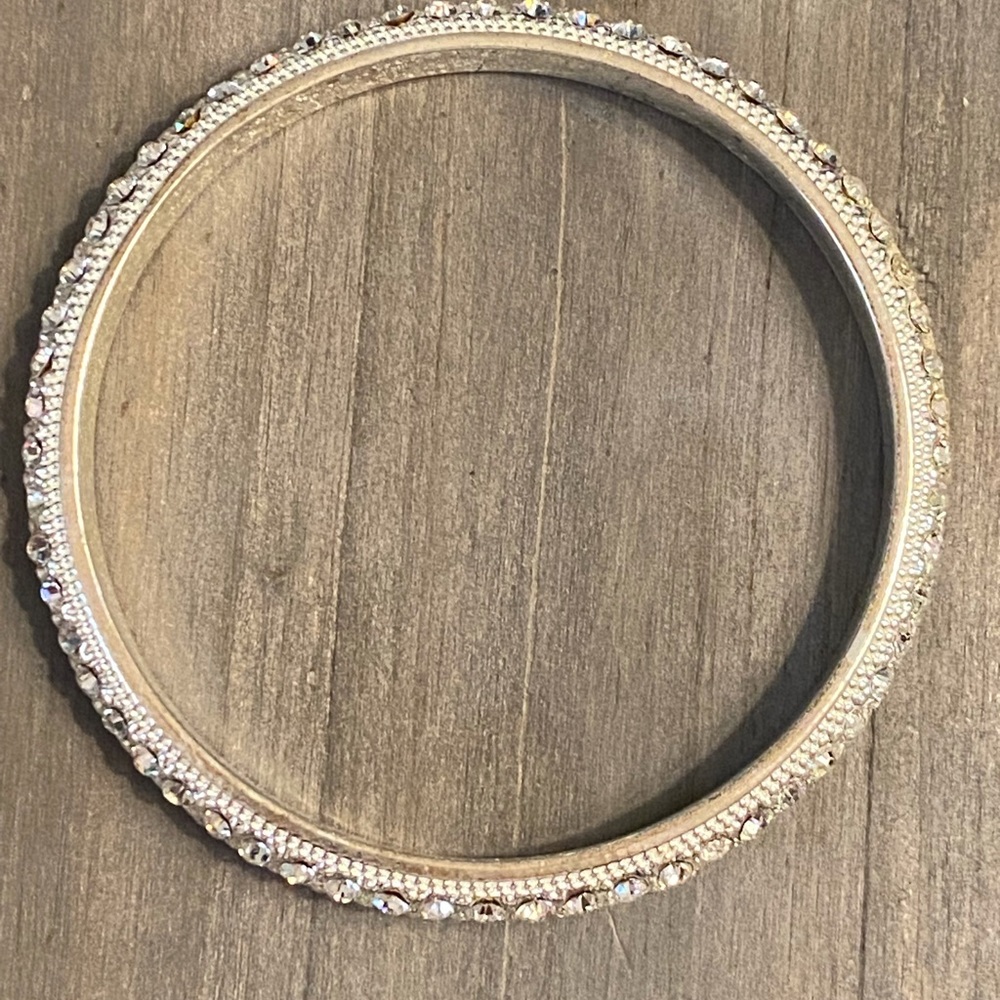 Silver and clear jeweled bangle